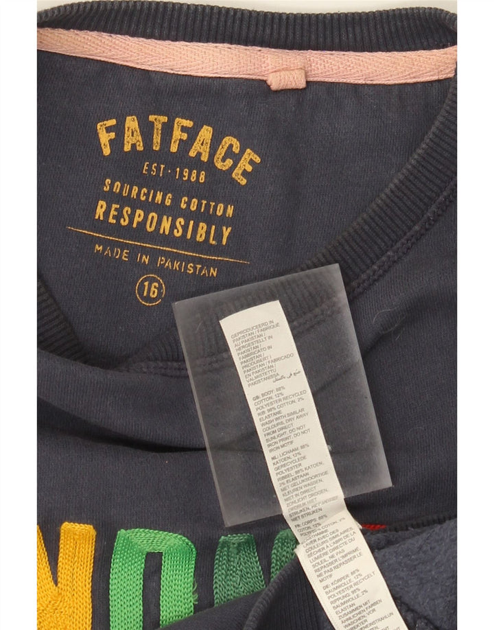 Felpa oversize con grafica da donna Fat Face UK 16 Large Blu Navy