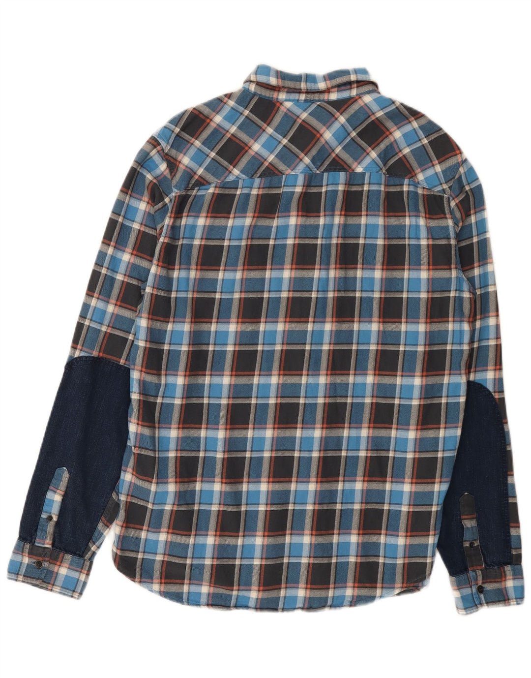 Camicia da uomo in flanella slim fit ALL SAINTS, cotone a quadri blu grandi