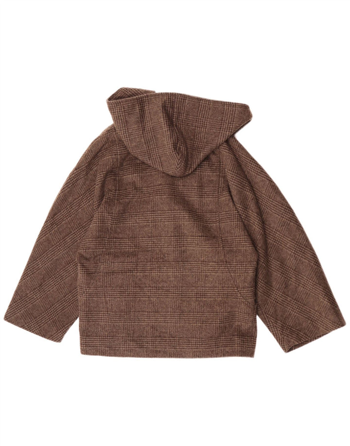 Giubbotto bomber aperto con cappuccio da donna Zara UK 14 Poliestere a quadri marrone medio