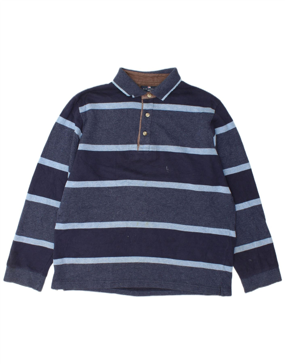 Polo da rugby da uomo a maniche lunghe Marks & Spencer a righe blu navy medie