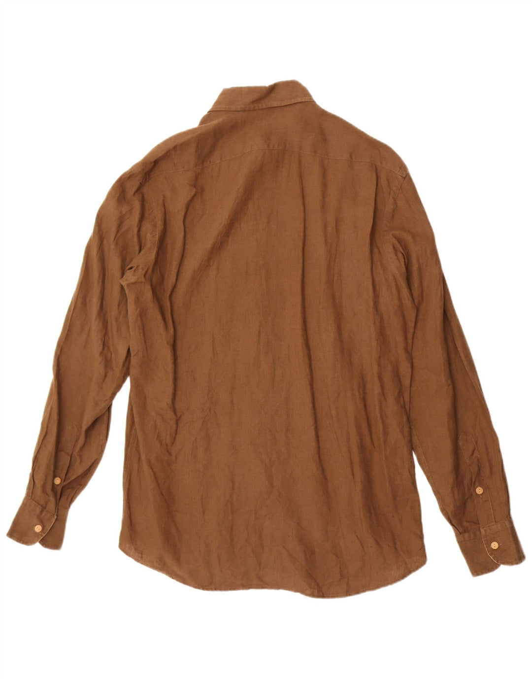 ALVIERO MARTINI Camicia da uomo taglia 40 Lino marrone medio