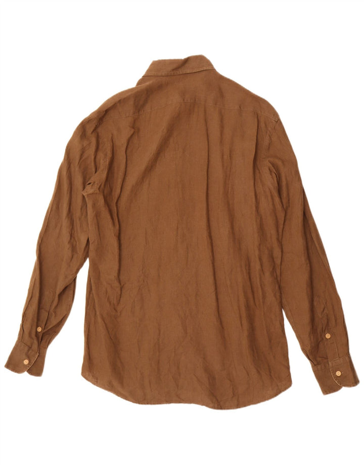 ALVIERO MARTINI Camicia da uomo taglia 40 Lino marrone medio