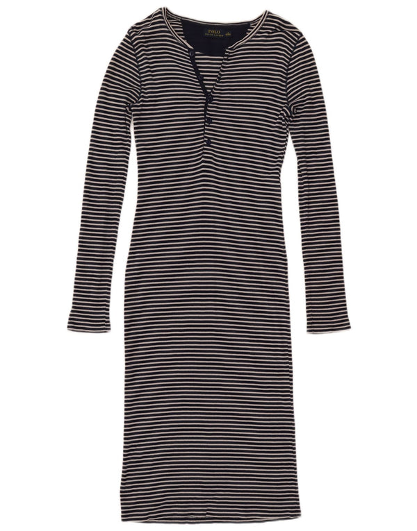 Abito t-shirt da donna Polo Ralph Lauren UK 10 piccolo a righe blu navy