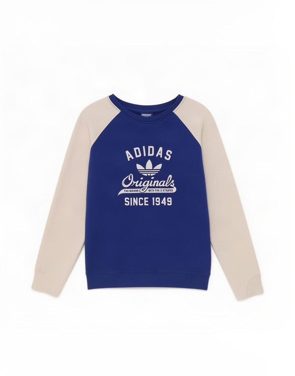 Felpa grafica da donna Adidas Jumper UK 10 Small Blue Colourblock