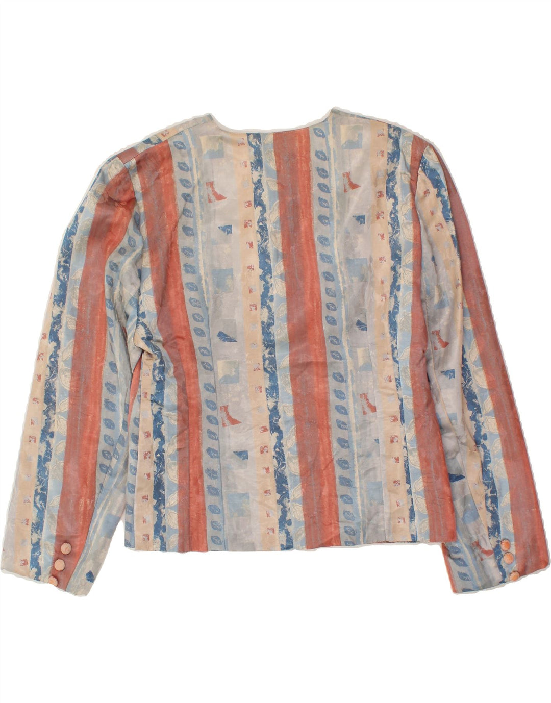 VINTAGE Womens Abstract Pattern 4 Button Blazer Jacket UK 14 Large Blue Vintage Vintage and Second-Hand Vintage from Messina Hembry 