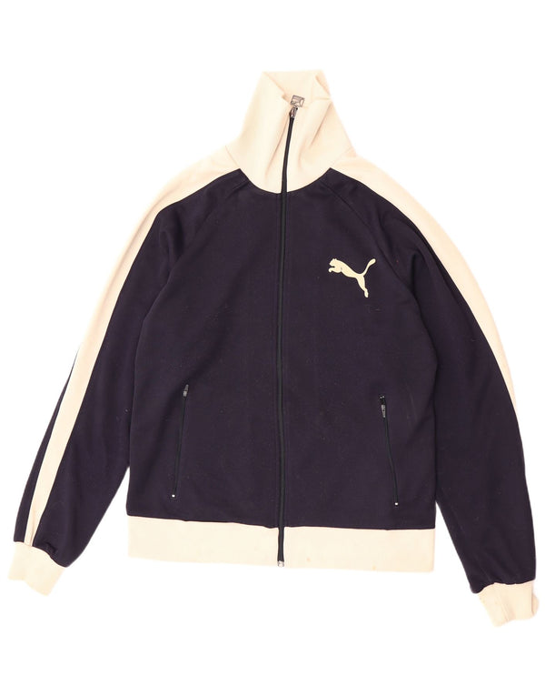 Giacca da tuta da uomo Puma Large in poliestere color block blu navy