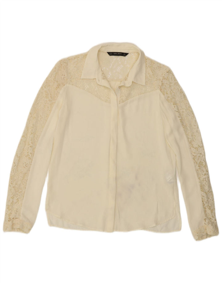 Camicia/Blusa Donna Zara UK 6 XS Bianco Sporco Poliestere