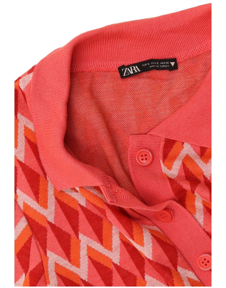 Abito polo da donna Zara UK 10 piccolo Chevron rosso