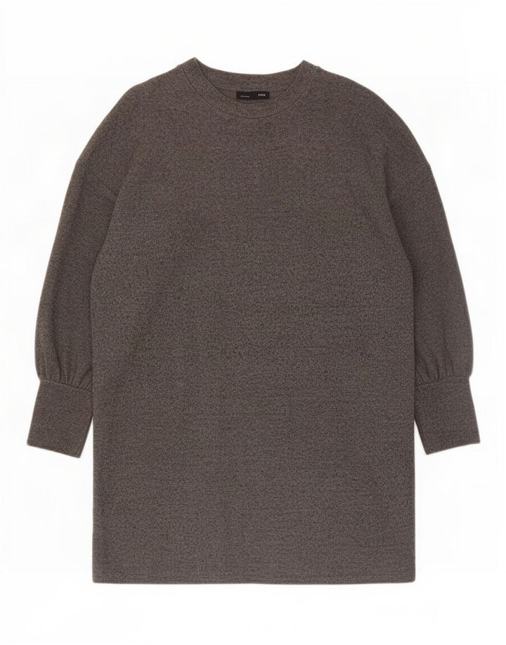 Abito a trapezio a maniche lunghe da donna Zara UK 14 Cotone grigio medio