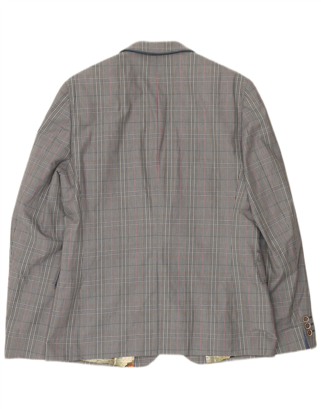 Giacca blazer da uomo a 2 bottoni Ted Baker taglia 4 grande cotone a quadri grigio