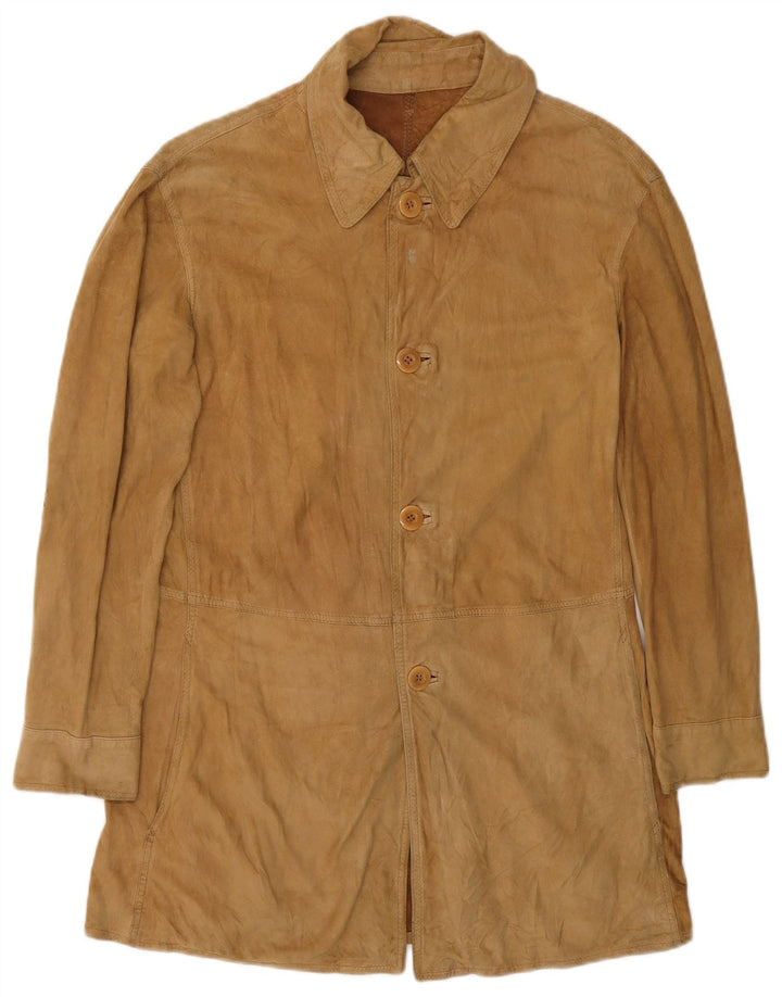 A. RASPINI Giacca in pelle scamosciata da uomo UK 36 Piccola in pelle marrone