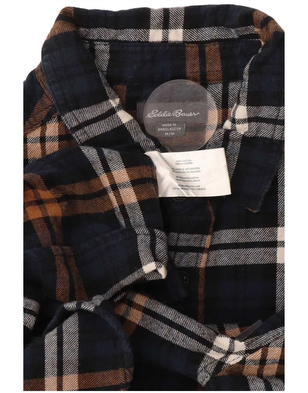 Camicia da uomo in flanella di Eddie Bauer, cotone scozzese medio blu navy