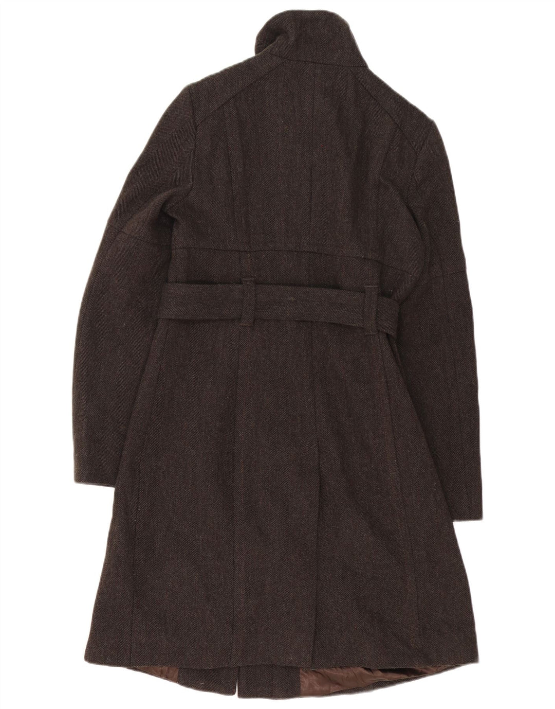 Cappotto Donna Benetton IT 42 Lana Spinato Marrone Medio