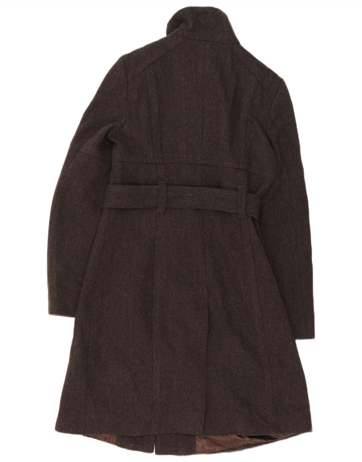 Cappotto Donna Benetton IT 42 Lana Spinato Marrone Medio
