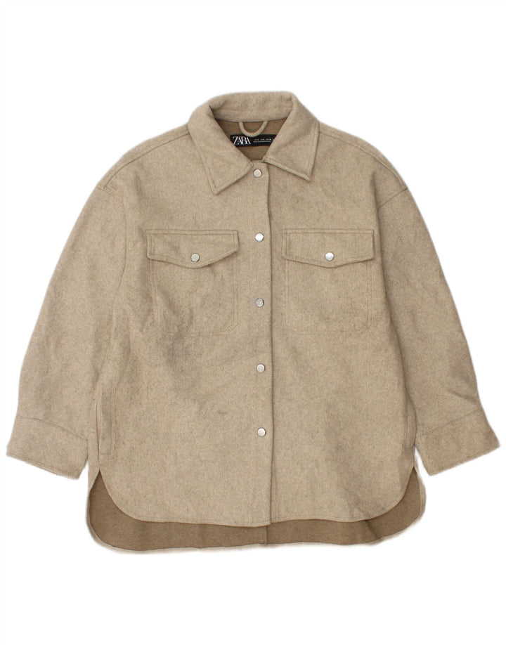 Giubbotto bomber oversize da donna Zara UK 10 piccolo poliestere beige