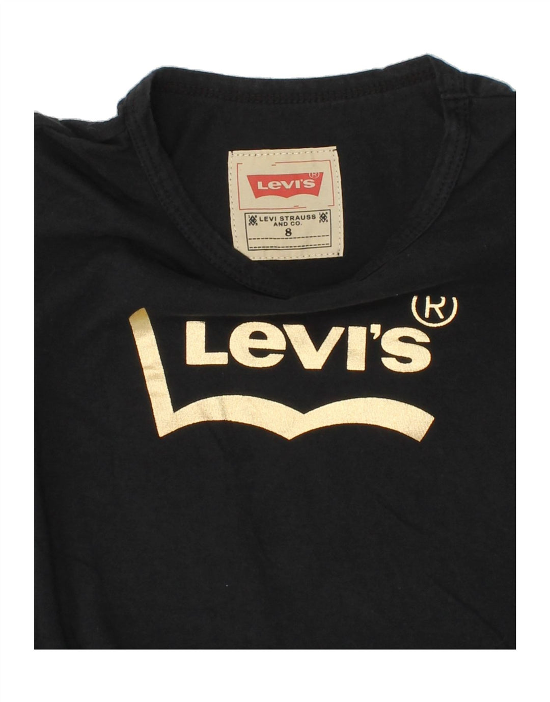 LEVI'S Girls Graphic Top Long Sleeve 7-8 Years Black Cotton Vintage Levi's and Second-Hand Levi's from Messina Hembry 