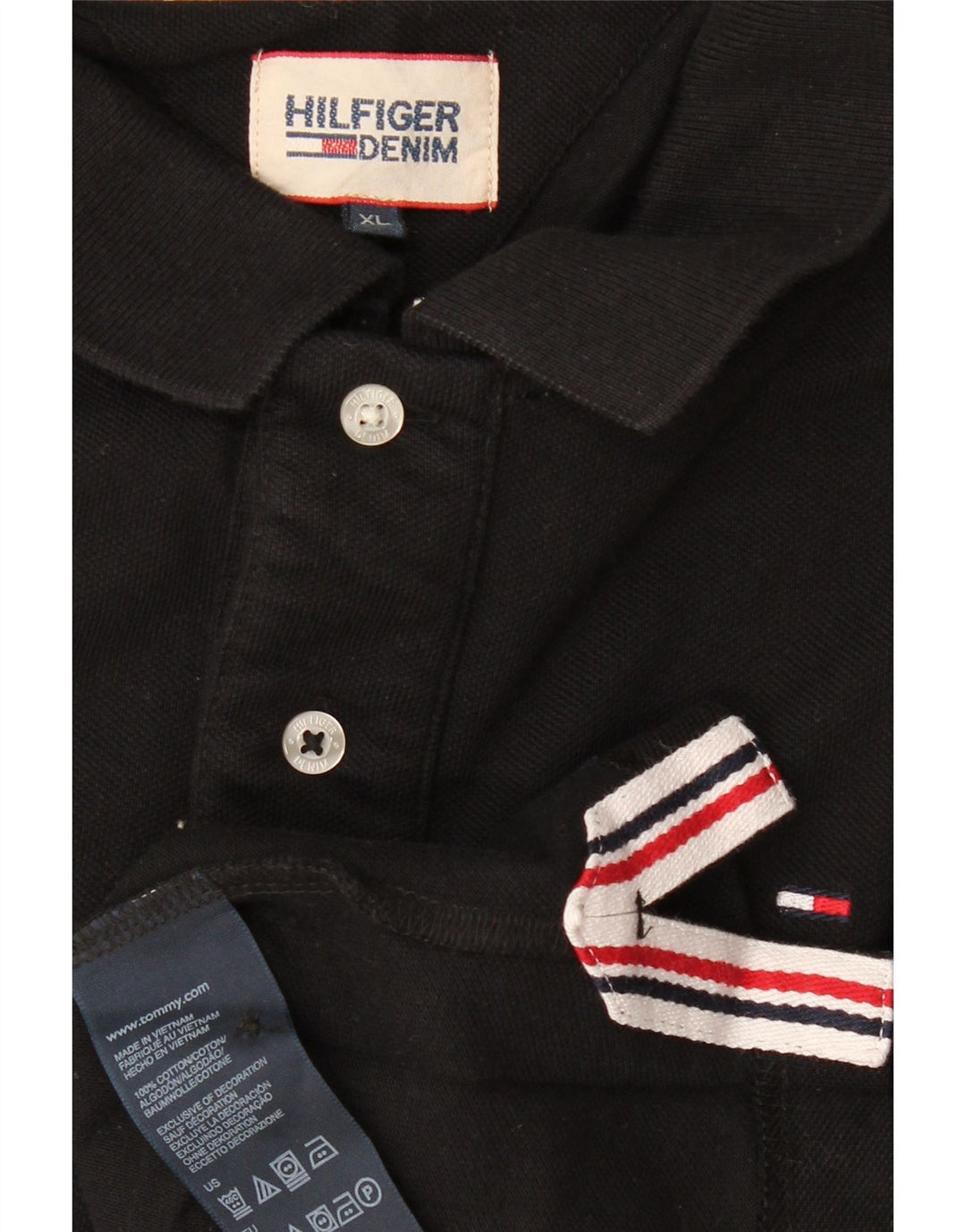 TOMMY HILFIGER Polo da uomo XL in cotone nero