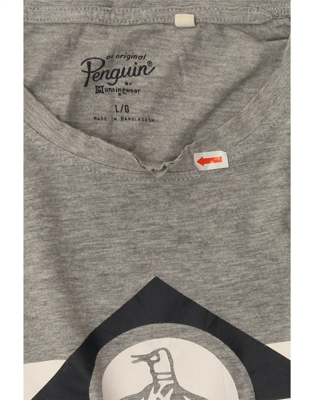 T-shirt grafica da uomo Penguin Top grande in cotone grigio