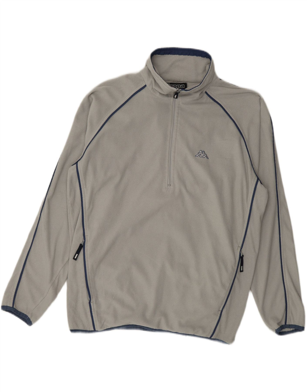 Maglione in pile Kappa da uomo con zip e collo, grande, in poliestere grigio