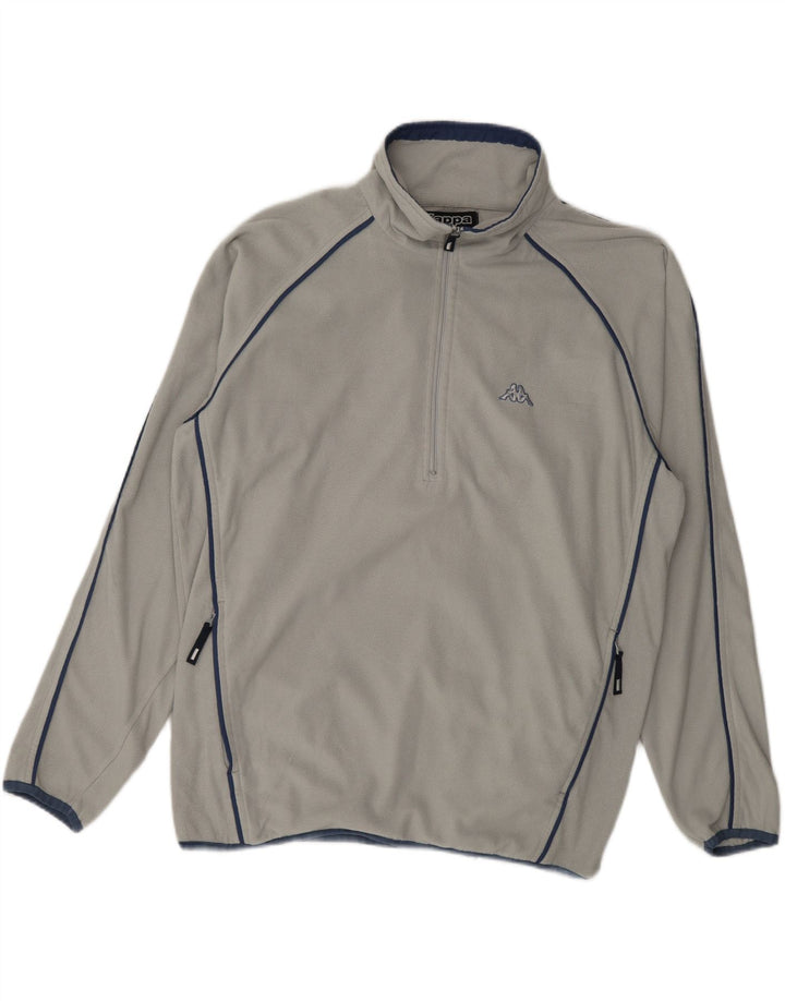 Maglione in pile Kappa da uomo con zip e collo, grande, in poliestere grigio