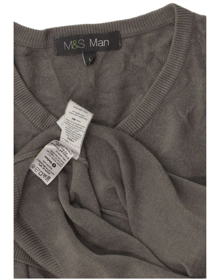 Maglione da uomo con scollo a V Marks & Spencer grande acrilico grigio