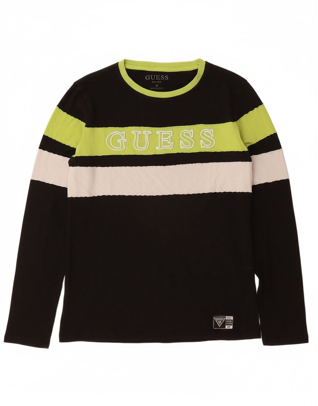 GUESS Top grafico da ragazzo manica lunga 15-16 anni cotone rigato nero