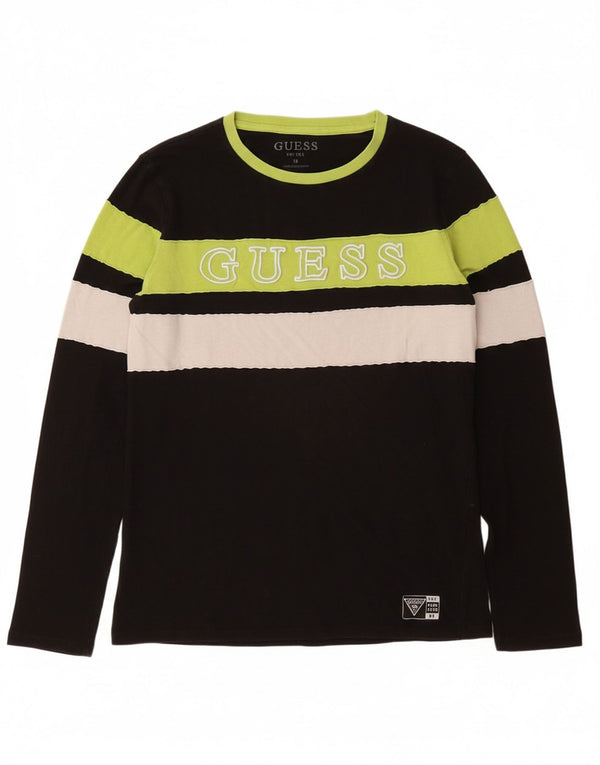 GUESS Top grafico da ragazzo manica lunga 15-16 anni cotone rigato nero