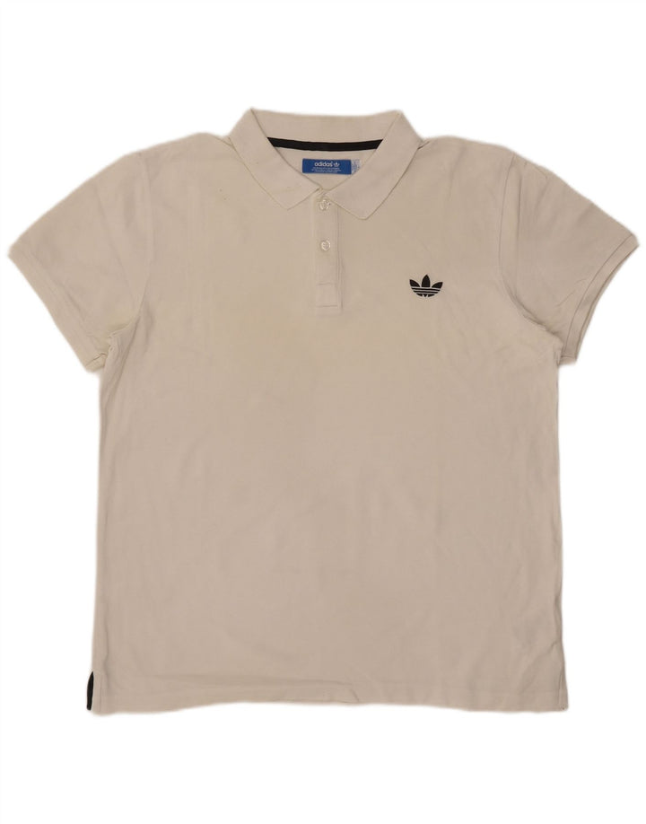 Polo Adidas da uomo grande in cotone bianco
