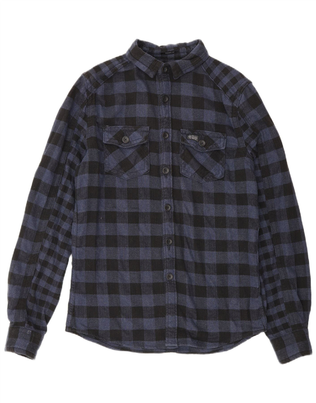 Camicia da uomo in flanella Superdry piccola in cotone a quadri blu navy