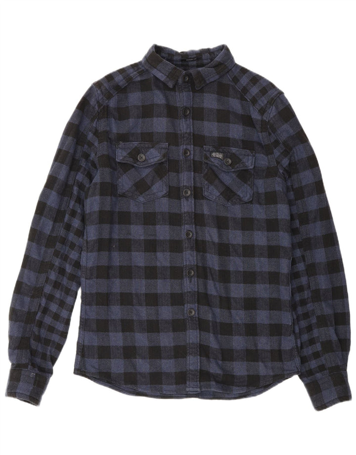 Camicia da uomo in flanella Superdry piccola in cotone a quadri blu navy