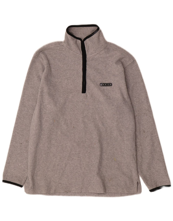Maglione in pile da uomo Asics con zip e collo grigio medio