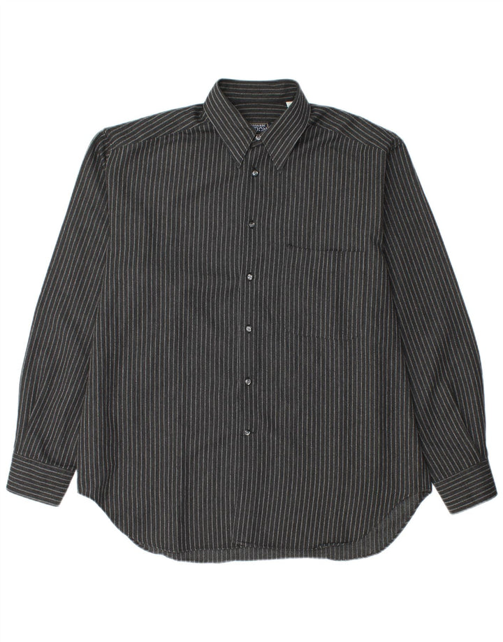 Camicia Trussardi Uomo Taglia 40 Media Poliestere Gessato Nero