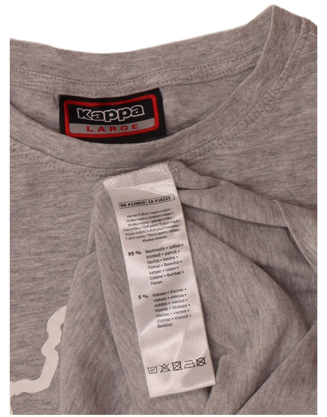 T-shirt grafica da uomo KAPPA Top grande in cotone chiazzato grigio