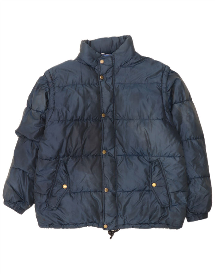 Giacca imbottita con cappuccio da uomo Sergio Tacchini UK 40 Large blu navy in poliammide