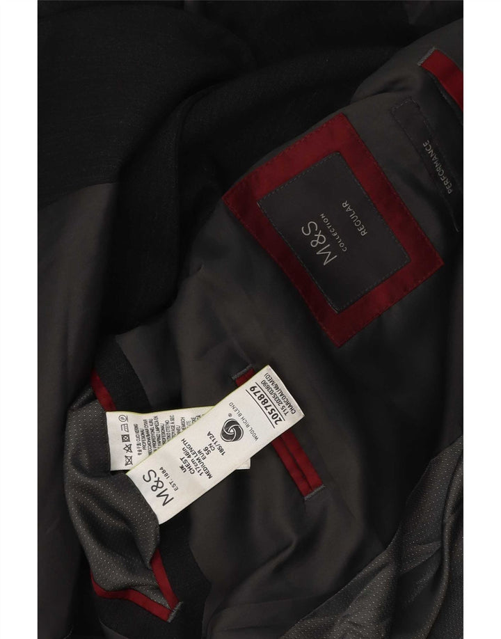 Giacca blazer a 2 bottoni da uomo Marks & Spencer UK 46 XL poliestere grigio