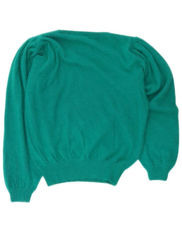 Maglione maglione girocollo con grafica vintage da donna UK 14 Verde medio floreale
