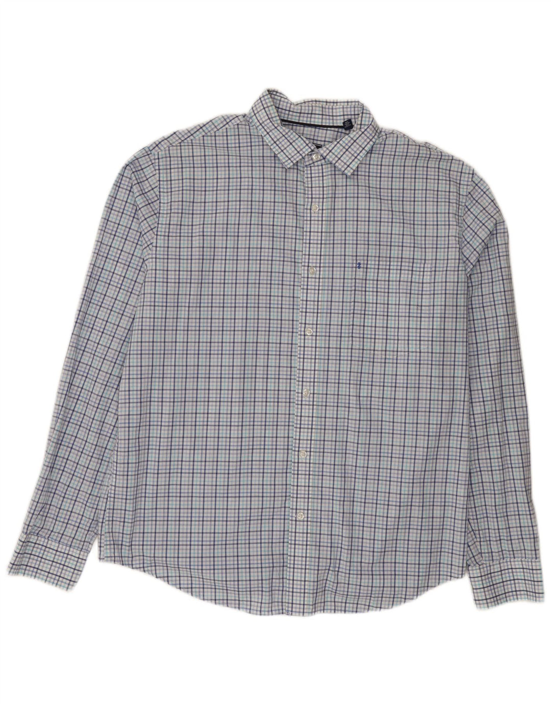 Camicia da uomo Izod taglia 16 1/2 grande cotone a quadri blu