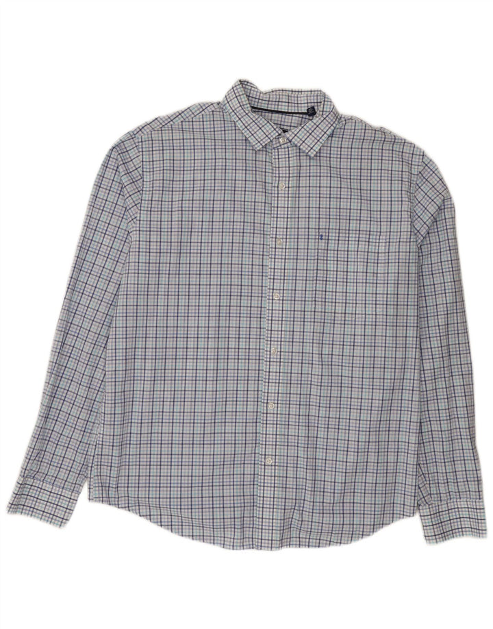 Camicia da uomo Izod taglia 16 1/2 grande cotone a quadri blu