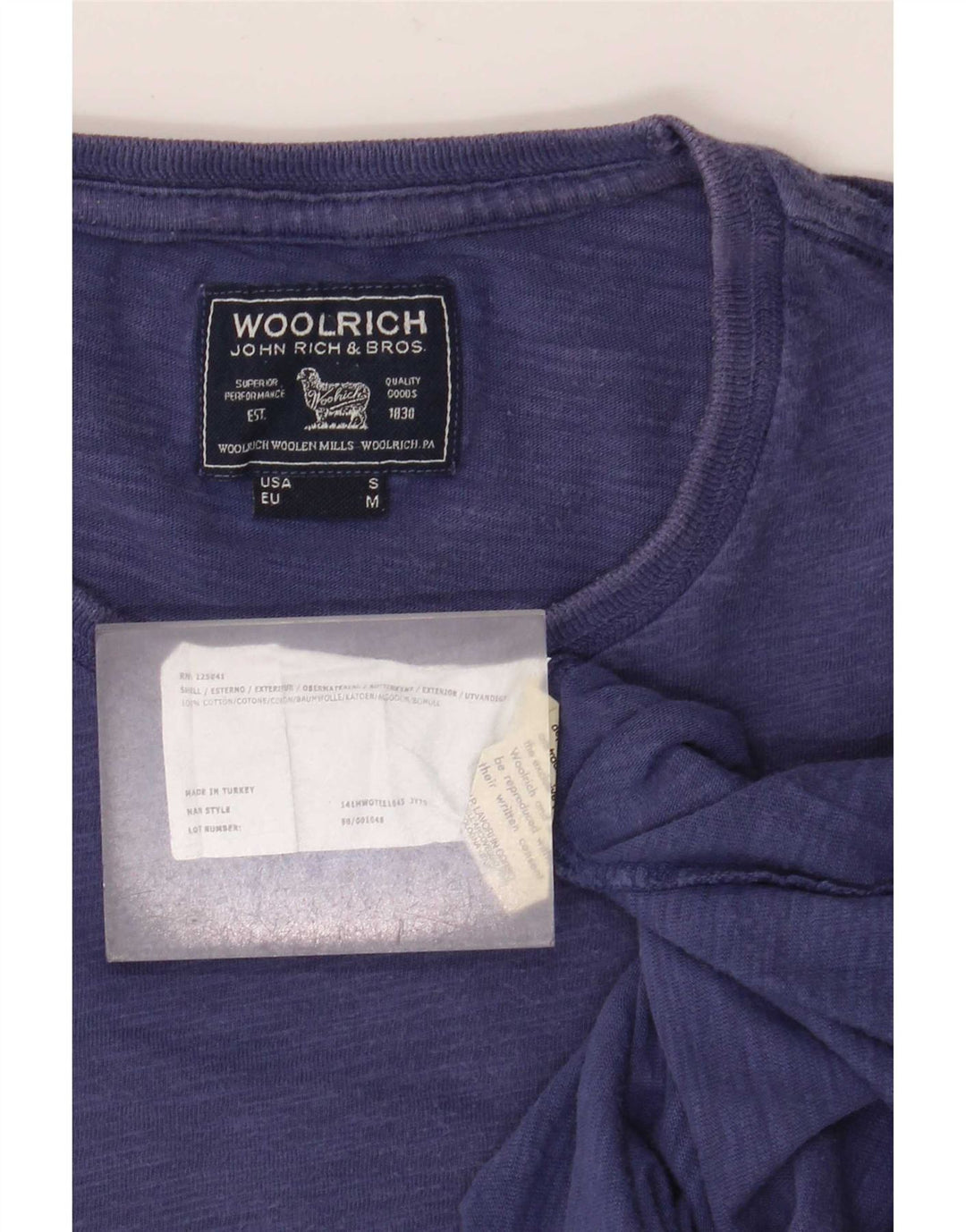 T-shirt da uomo Woolrich Top in cotone blu medio