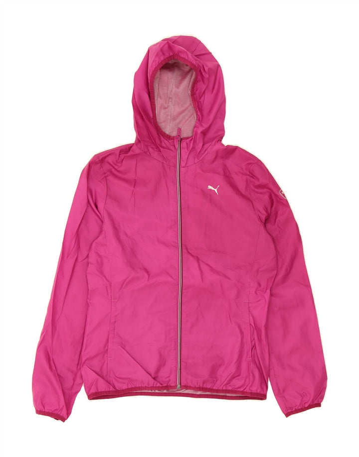 PUMA Womens Hooded Rain Jacket UK 12 Medium Pink Polyester Vintage Puma and Second-Hand Puma from Messina Hembry 
