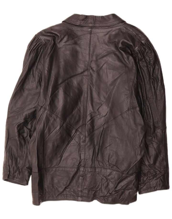 Giacca in pelle oversize da donna vintage UK 14 in pelle nera media