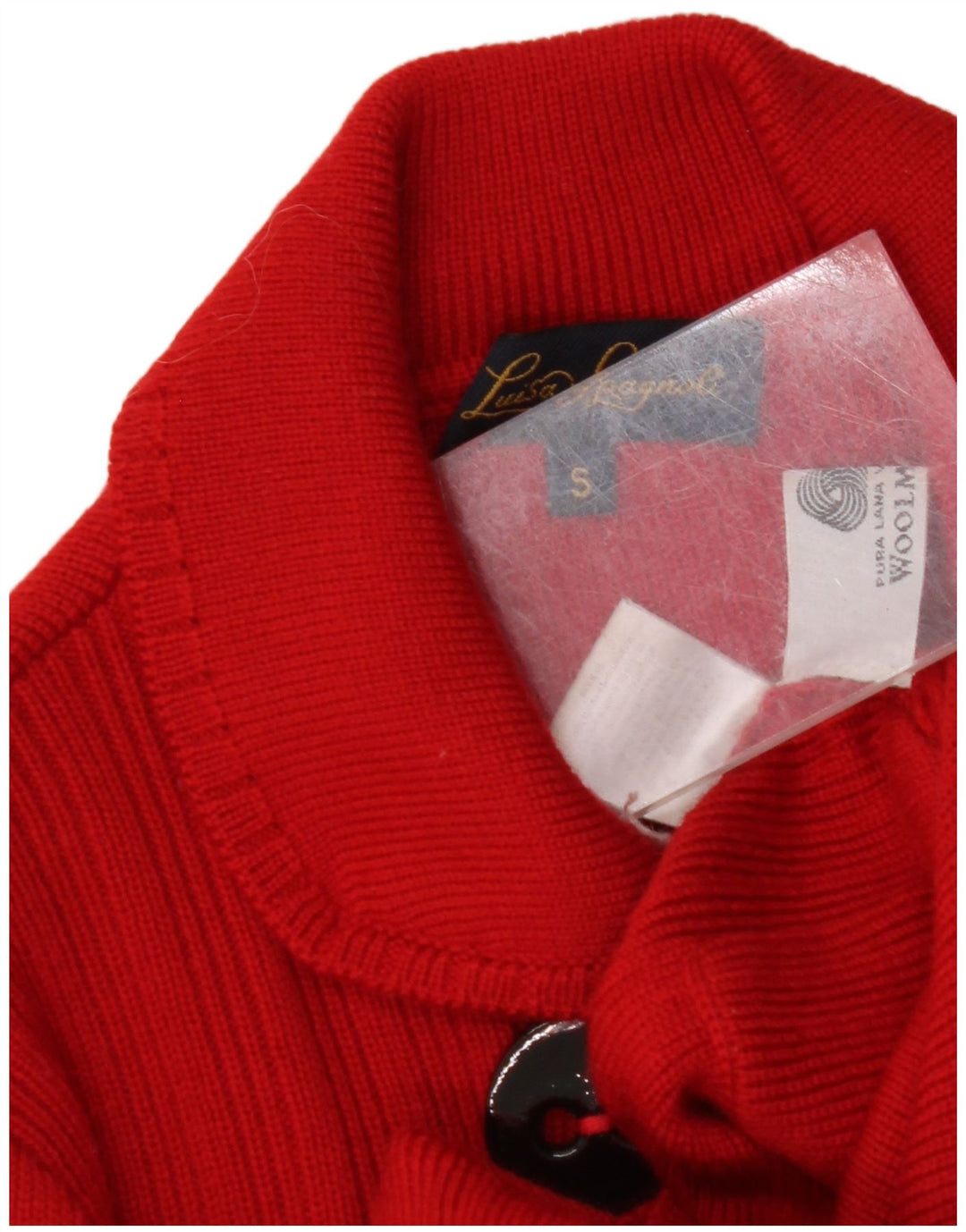 LUISA SPAGNOLI Maglione cardigan da donna UK 10 piccolo rosso lana