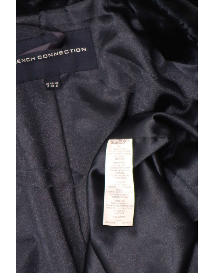 Cappotto aperto da donna in pelliccia sintetica French Connection UK 12 medio blu navy