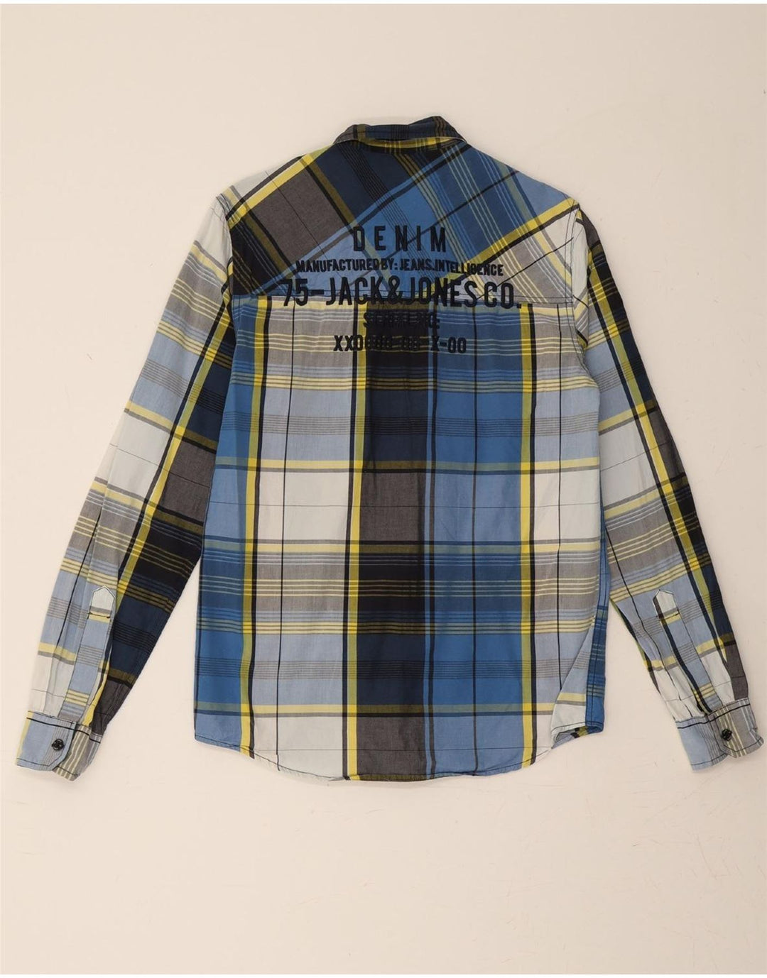 JACK & JONES Mens Shirt Small Blue Check Vintage Jack & Jones and Second-Hand Jack & Jones from Messina Hembry 
