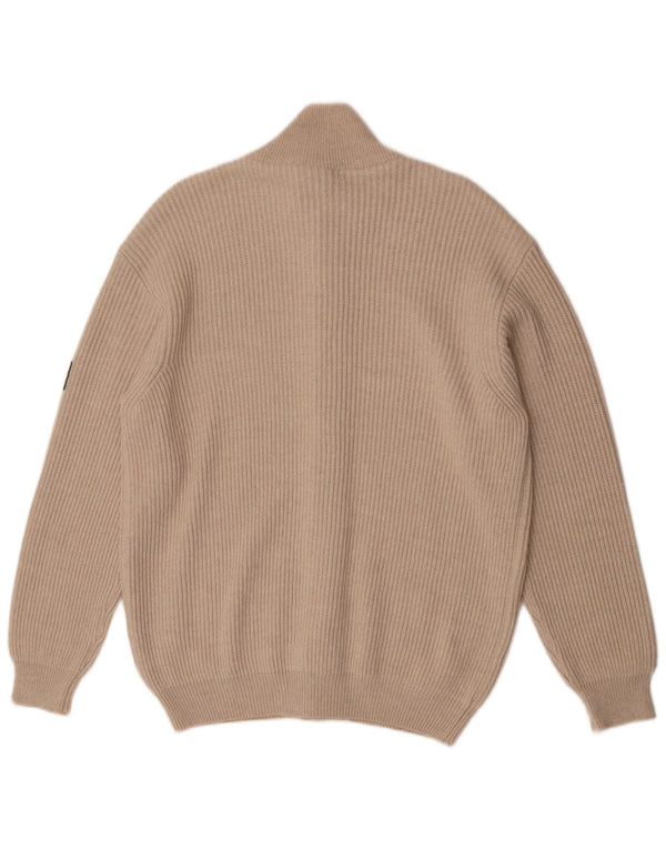 Maglione cardigan da uomo Navigare grande lana merino beige
