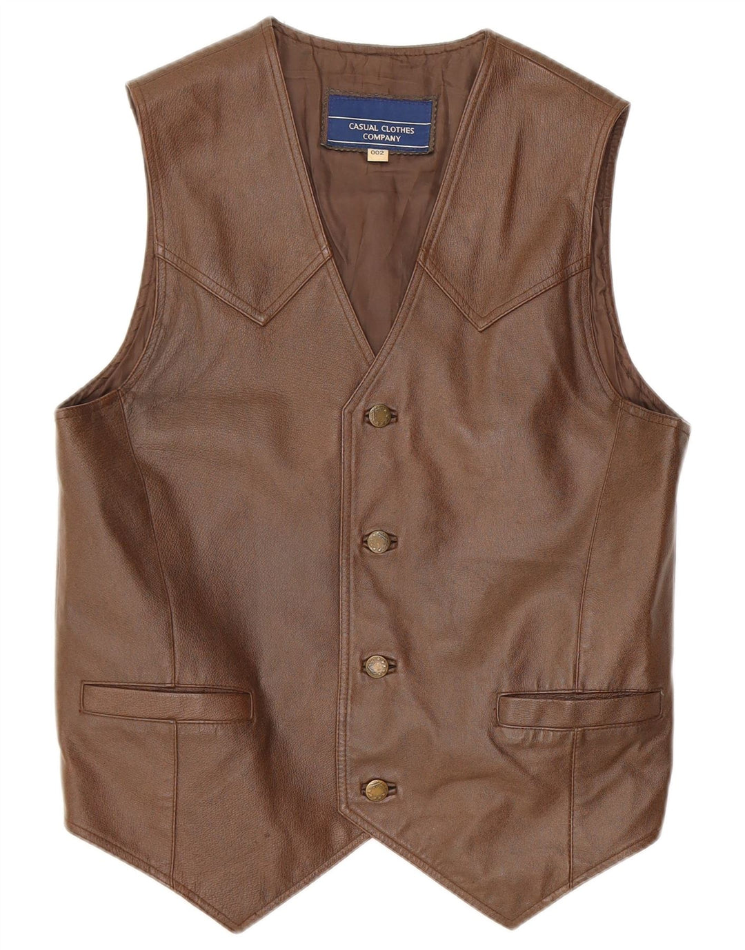 Gilet in pelle da uomo vintage piccolo in pelle marrone