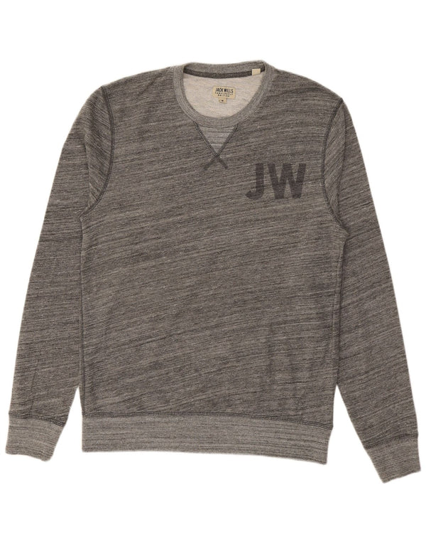 JACK WILLS Felpa grafica da uomo Maglione Cotone gessato grigio medio