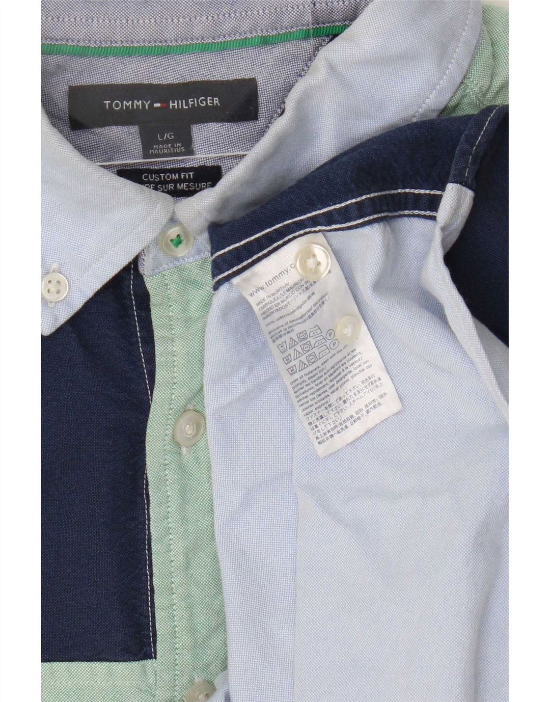Camicia a maniche corte da uomo Tommy Hilfiger Large Blu Navy Colourblock