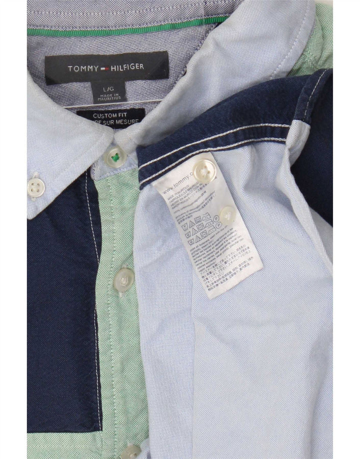 Camicia a maniche corte da uomo Tommy Hilfiger Large Blu Navy Colourblock