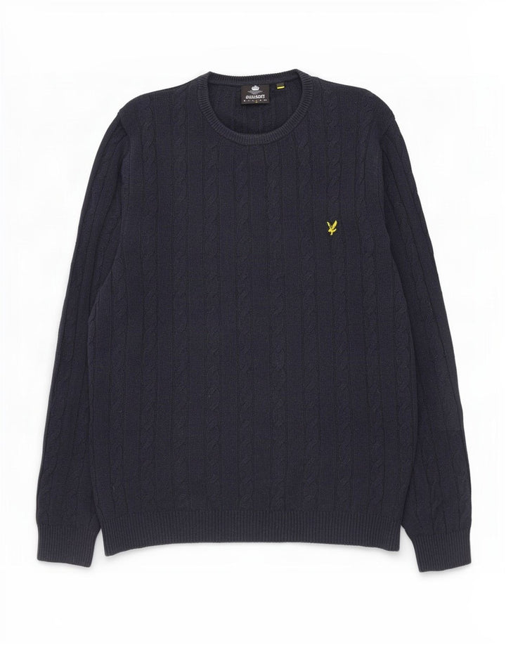 Lyle & Scott Maglione girocollo da uomo di grandi dimensioni in cotone blu navy